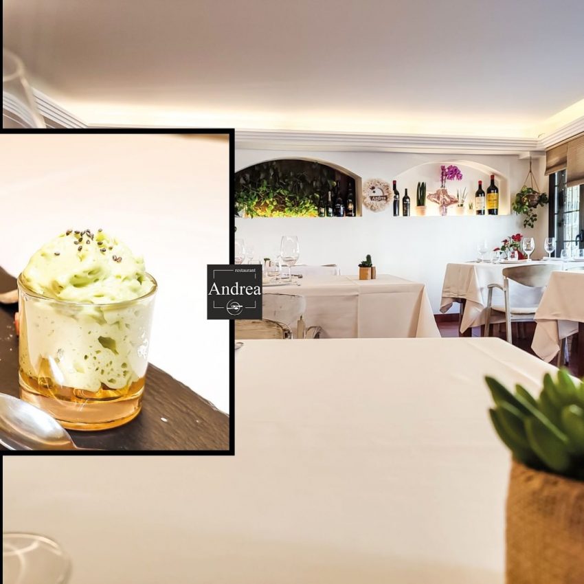 Amb aquest aperitiu de benvinguda, cada dia diferent us rebem a Andrea Restaurant, volem que us sentiu còmodes i que estigueu preparats per gaudir del millor menjar.