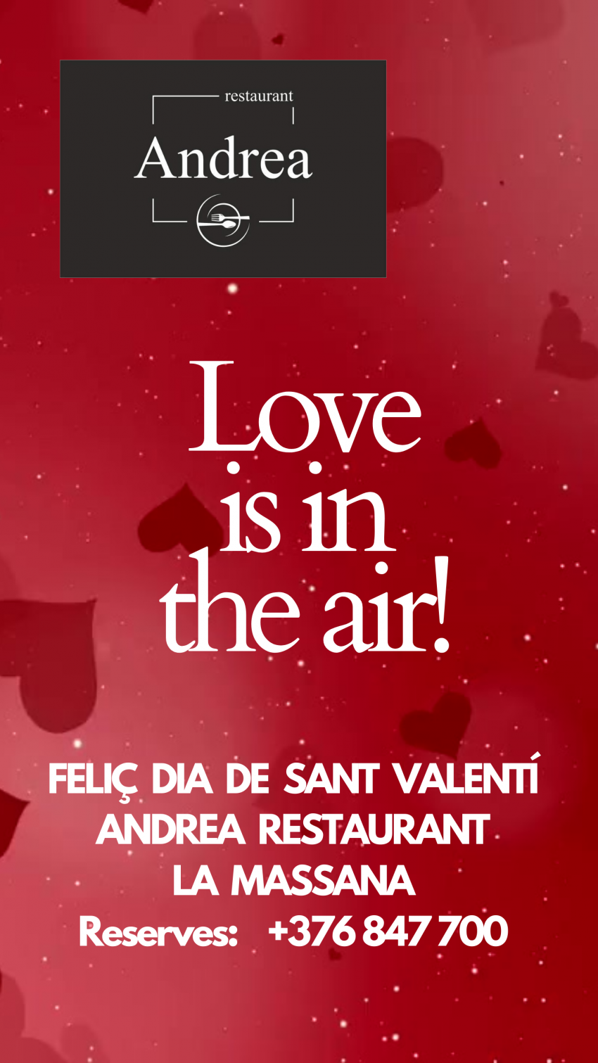 Feliç dia de Sant Valentí! - ¡Feliz día de San Valentín! Reserva ara la teva taula a Restaurant Andrea. #meritxell #restaurantandorra #andorrarestaurant #loveinlasangria #love #loveinmeritxell #Escapadaromantica