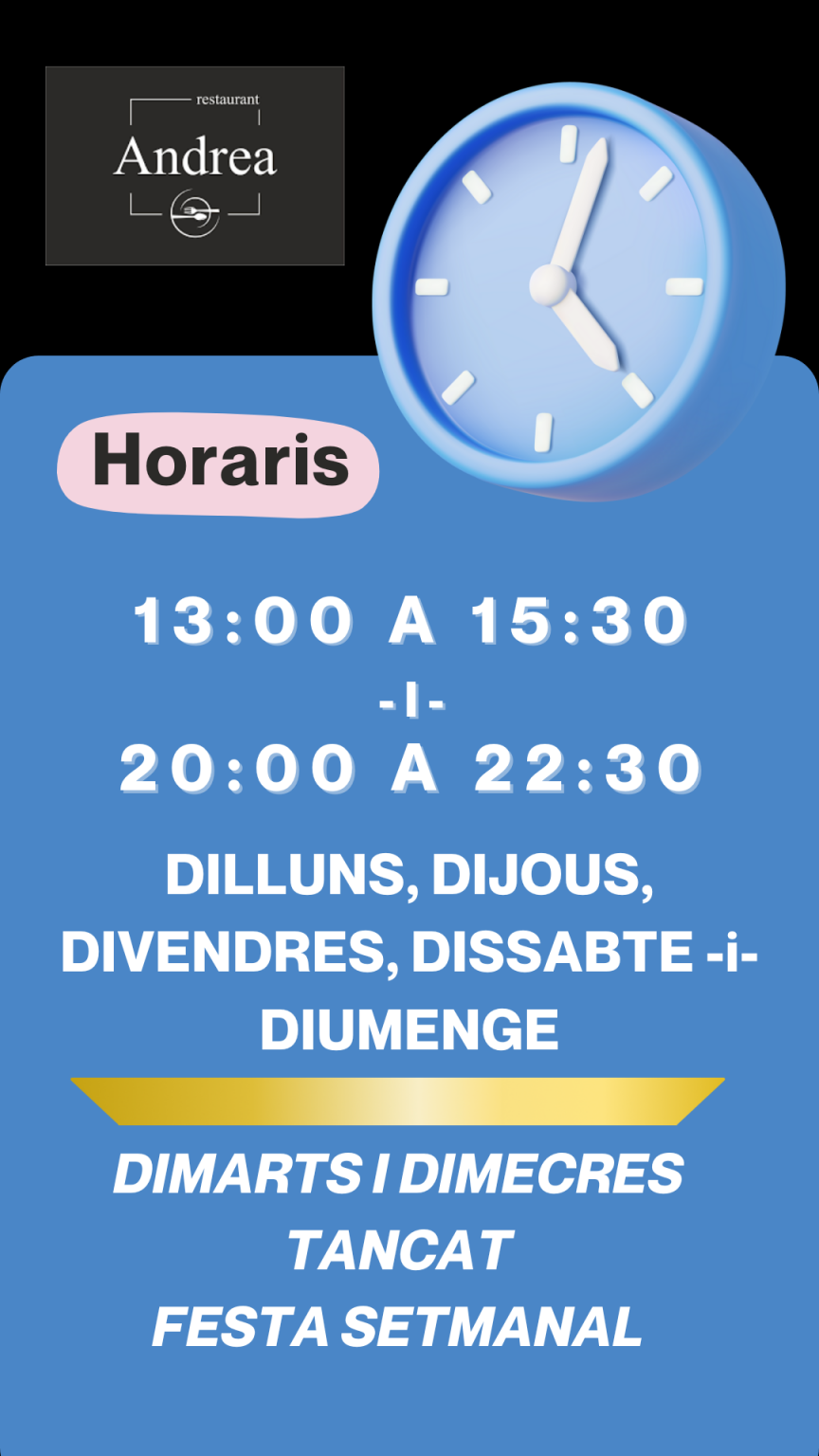 Els nostres horaris, tanquem per festa setmanal dimarts i dimecres.