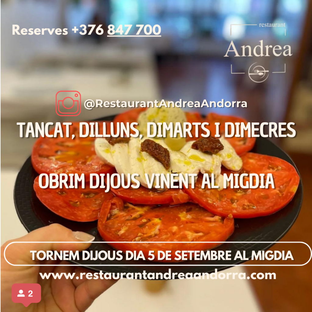 RESTAURANT ANDREA OBRIM DIJOUS VINENT 5 DE SETEMBRE 2024