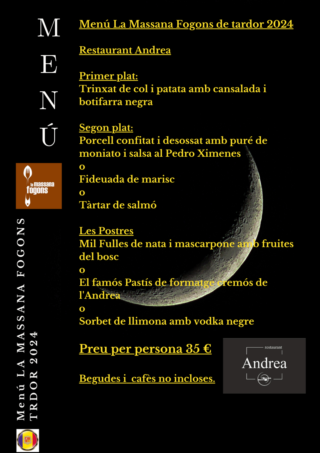 MENU DE TARDOR LA MASSANA FOGONS 2024 AL RESTAURANT ANDREA. Vint-i-nou establiments participen en les dissetenes Jornades de cuina de tardor, que formen part del projecte la Massana Fogons, dissenyat per potenciar la gastronomia local, amb paràmetres de sostenibilitat.</p srcset=