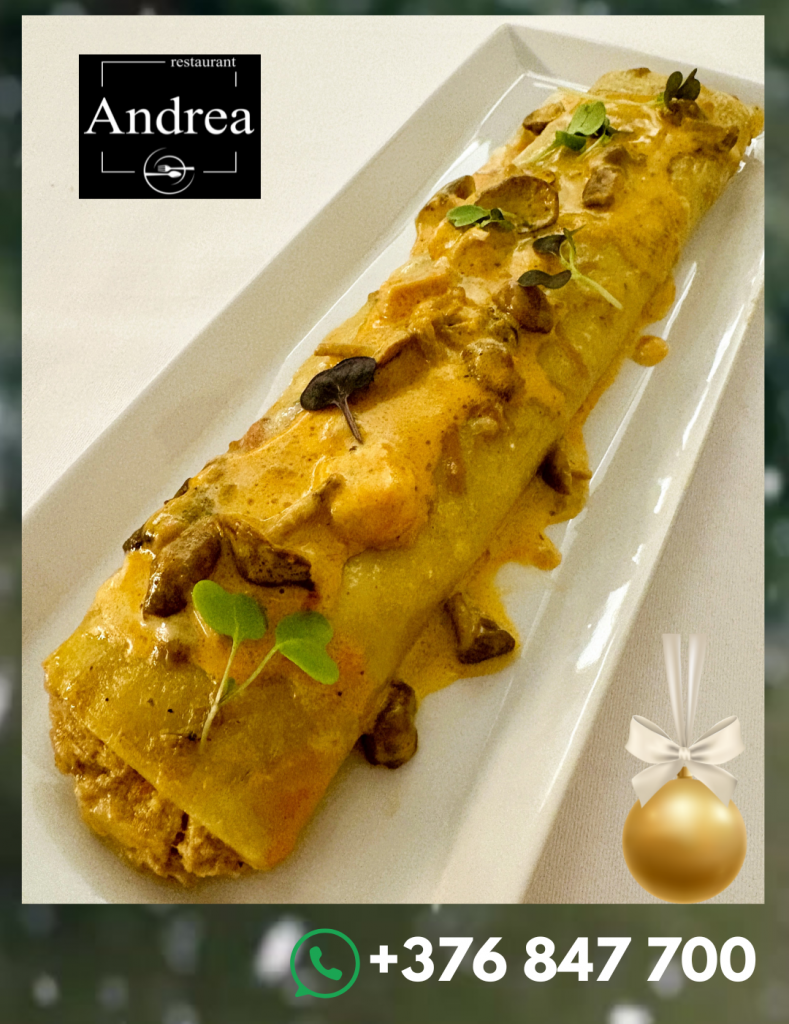 🍝 Gaudeix del nostre caneló XXXXL tradicional amb salsa de bolets d'Andorra! 🍄