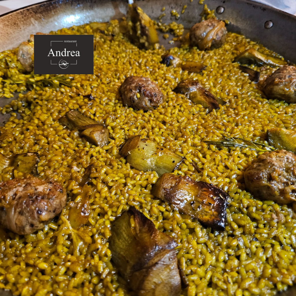 Vine a Restaurant Andrea i descobreix aquest plat exclusiu. La paella de figatells. Reserva la teva taula i gaudeix de l’autèntica paella valenciana.