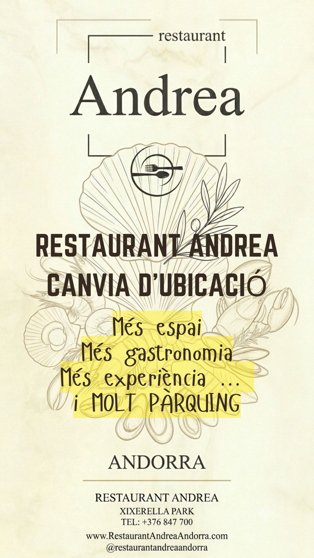Restaurant ANDREA ✨ Un nou capítol comença… i volem viure’l amb tu. Anem a Xixerella Park.